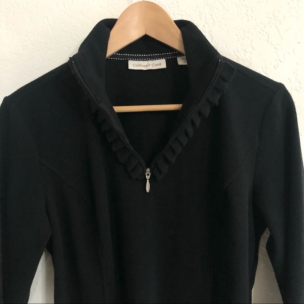 Ruffle Coldwater Creek half zip fleece pull on sweater